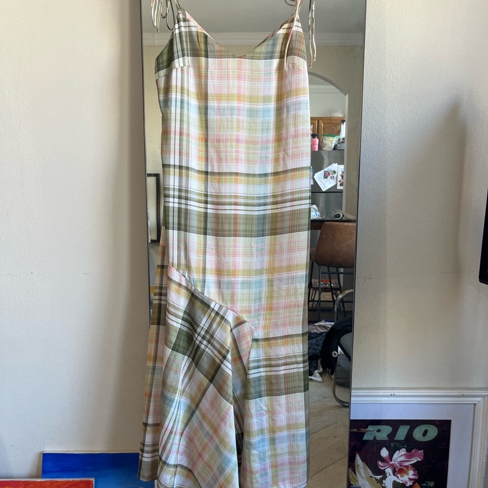 Plaid Spaghetti Strap Mid Dress